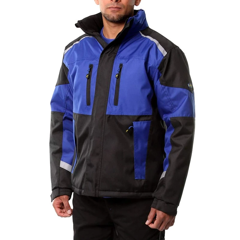 Goodyear Workwear GYJKT014 Mens Waterproof Windproof Breathable Canvas Padded Work Safety Jacket, Black/Royal Blue, X-Large