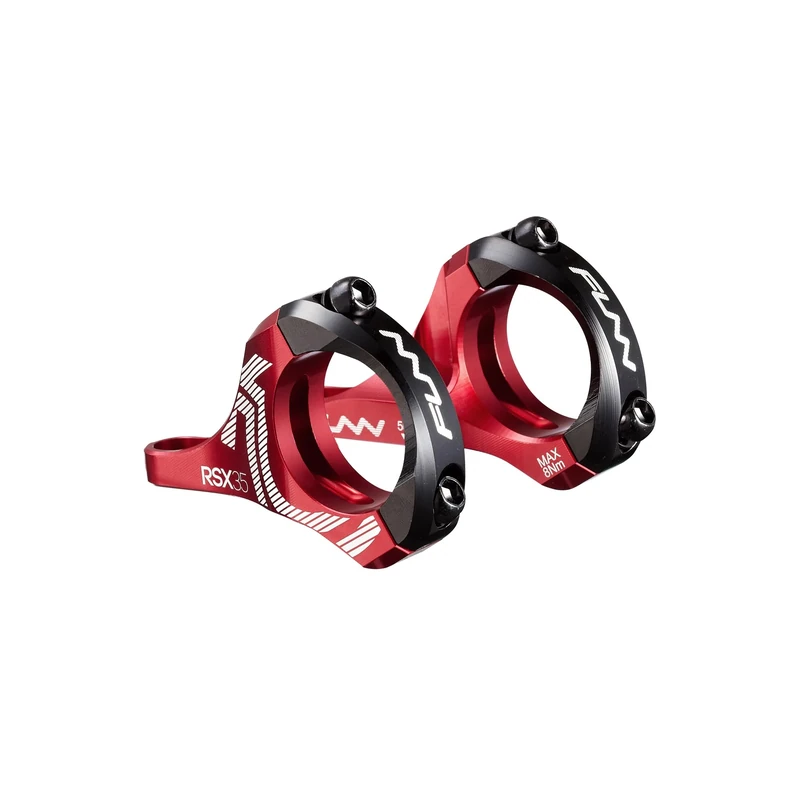 Funn RSX Mountain Bike Direct Mount Bike Stem with 35mm Bar Clamp, 2 Pieces Lightweight Split Design for Dual Crown Forks, Adjustable Extension 45-50mm with 20mm Rise (Red)