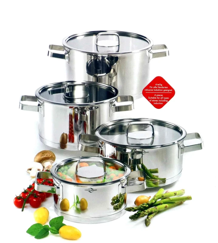 Küchenprofi SAN REMO 4-Piece Saucepan Set, 18/8 Stainless Steel, Induction Pot Set, Cooking Pot Set for All Hobs, Cooking Pot Set Induction