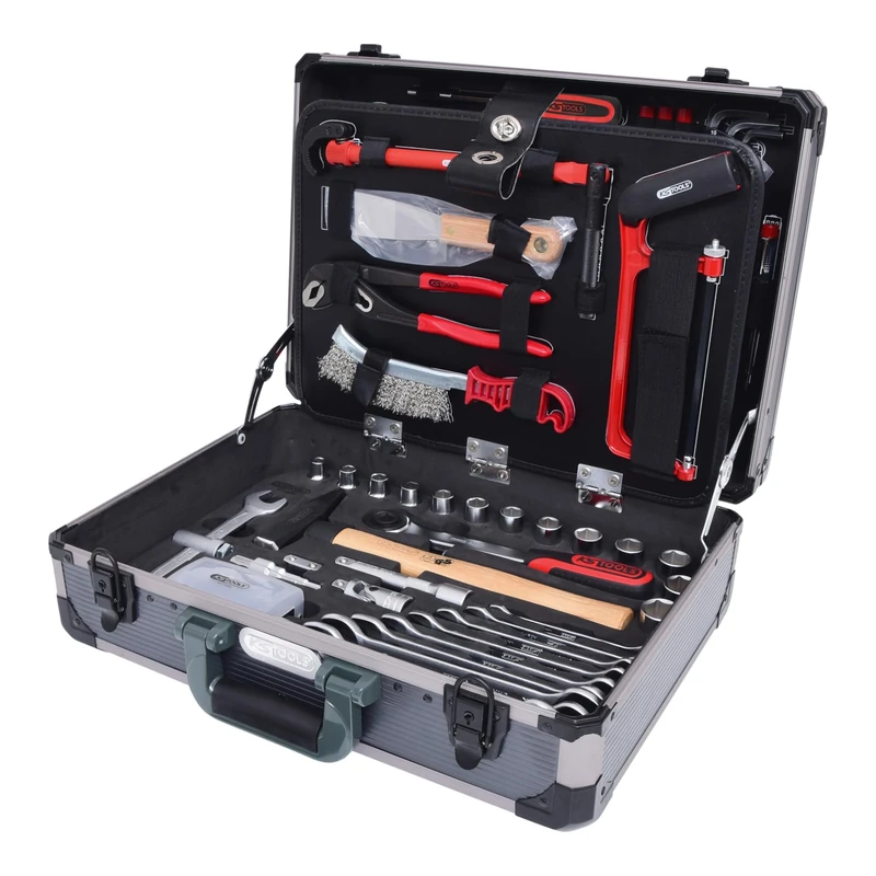 BRILLIANT TOOLS 1/4 + 1/2 Sanitary Tool Box 95 Pieces with Screwdriver, Spirit Level, Double Spanner, Socket
