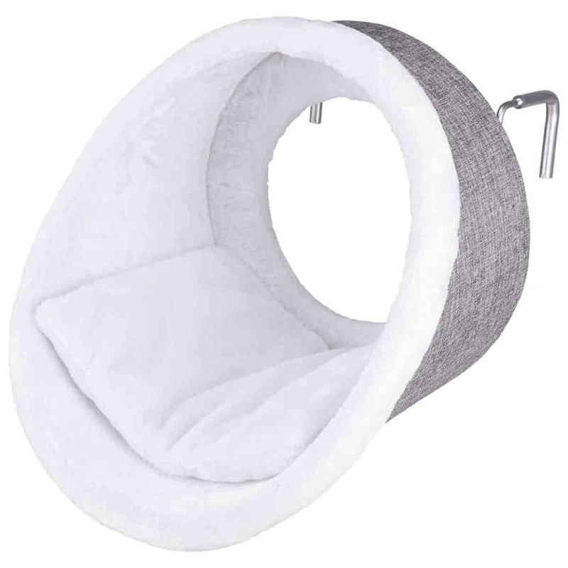 TRIXIE Cat Cave for Radiators in White/Grey – Cosy Cat Bed with Reversible Cushion & Adjustable Bracket – ø 38 × 34 cm – Load Capacity up to 5 kg – 43144