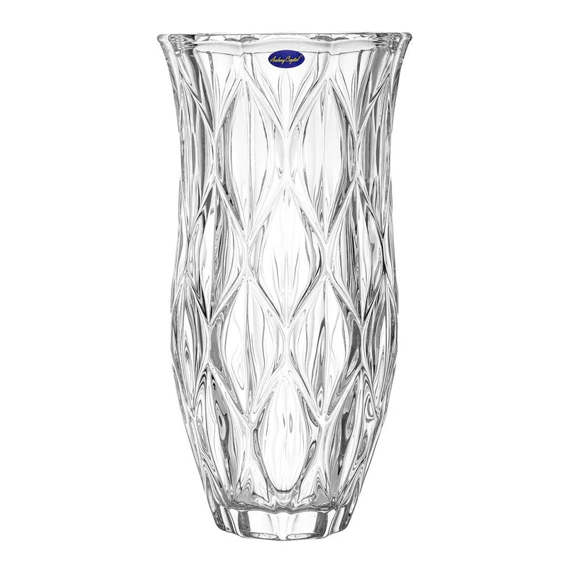 Amlong Crystal Large Size Clear Floral Vase 12 inches High (6 inch Top and 3 inch Bottom)