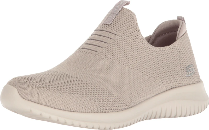 Skechers Women's Ultra Flex-First Take Sneaker, Taupe, 5 UK