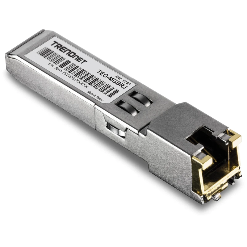 TRENDnet 1000BASE-T RJ-45 Copper SFP Module, 100m (328'), Hot Pluggable, IEEE 802.3ab, Supports Data Rates Up to 1.25Gbps, TEG-MGBRJ