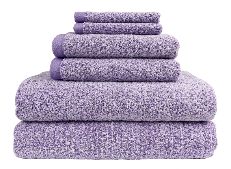 Everplush Diamond Jacquard 6 Pieces Bath Towel Set, Lavender