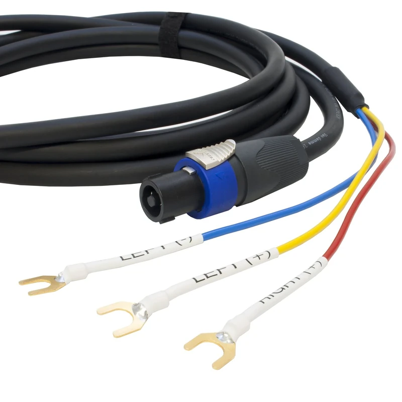 REL/MJ Acoustics 3 Wire Sub Speaker Cable. Neutrik Speakon to Spade end. Subwoofer (25cm)