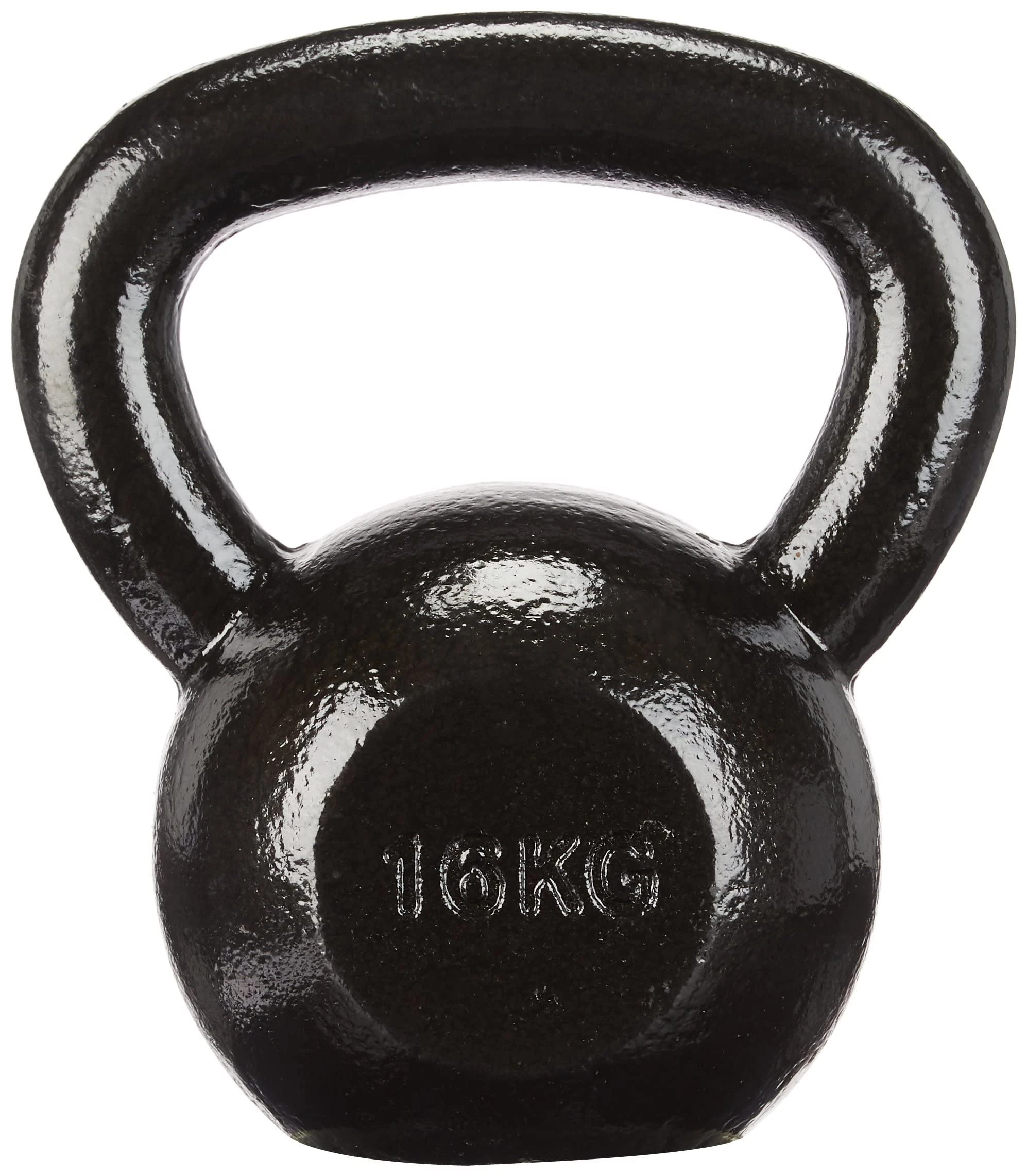 Amazon Basics Cast-Iron Kettlebell with Textured and Painted Surface, Black, 16 kg / 35lbs
