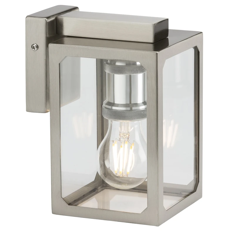 Knightsbridge 230V IP23 E27 Wall Lantern - Brushed Chrome