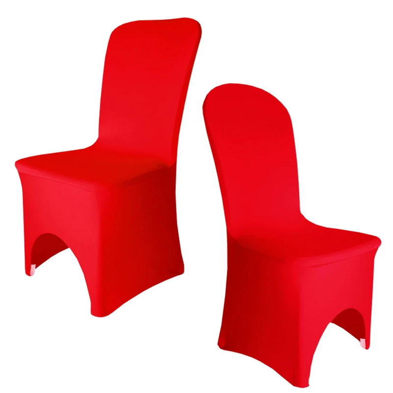 100 pcs Lycra Chair Covers Arched Front Wedding Christmas Party Decoration (Red) - Image 1