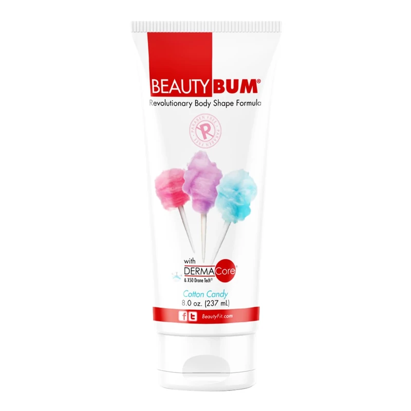 BeautyFit BeautyBum Pump Redefining Muscle Toning Lotion - Tightens and Firms Skin - Sculpt and Tone Problem Areas - Cotton Candy - 237 ml
