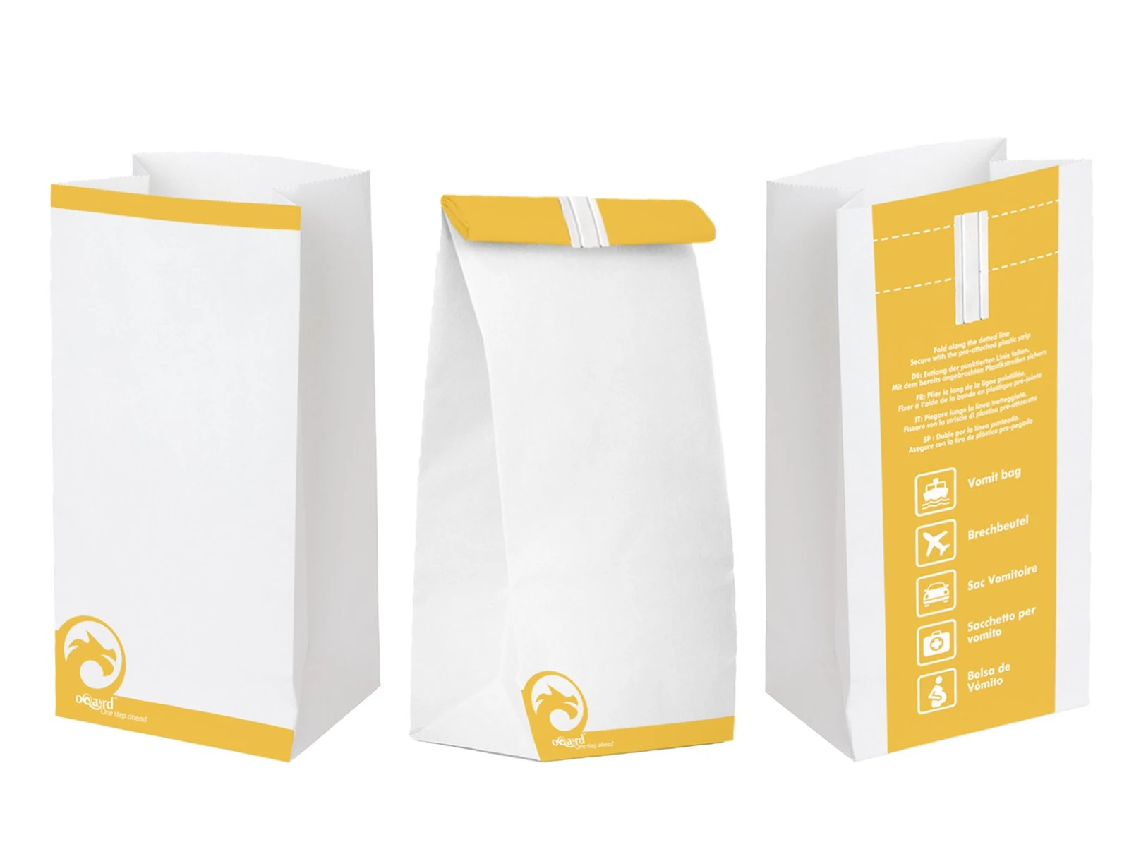 Oqard Disposable Sick Bags - Sealable Paper Vomit Bag with Plastic Lining - Great for Travel, First Aid Kits, Pregnancy or General Sickness