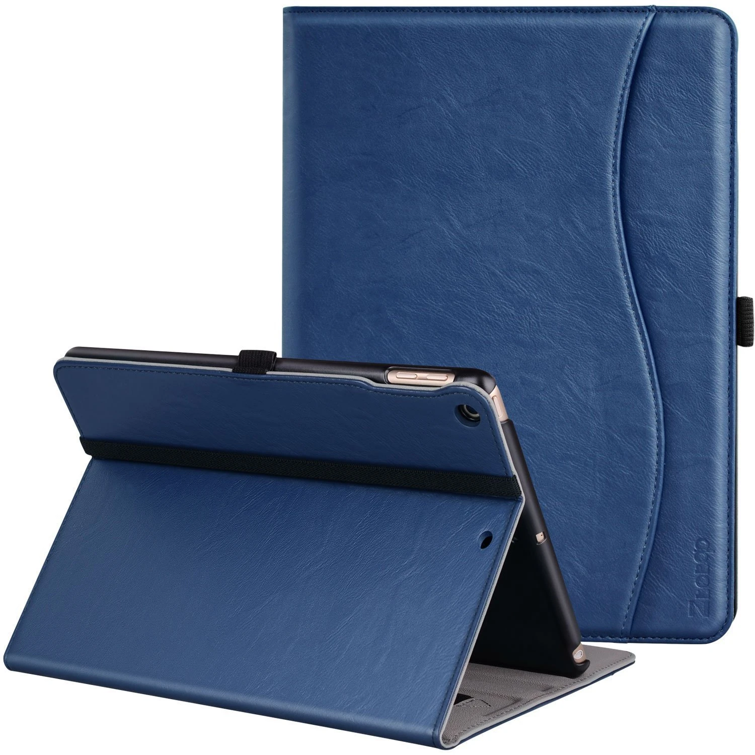 ZtotopCases Case for iPad 2018 2017 9.7 Inch 6th and 5th Generation(Model: A1893 A1954 A1822 A1823) / Air 2 / Air 1, Premium PU leather, Document Card Slots, Smart Cover Auto Wake/Sleep,Navy Blue