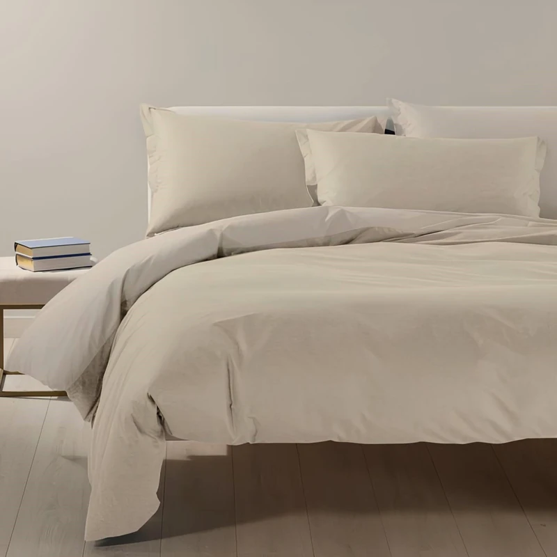 Caleffi - Duvet Cover Set Bicolor Solid Color Double Natural