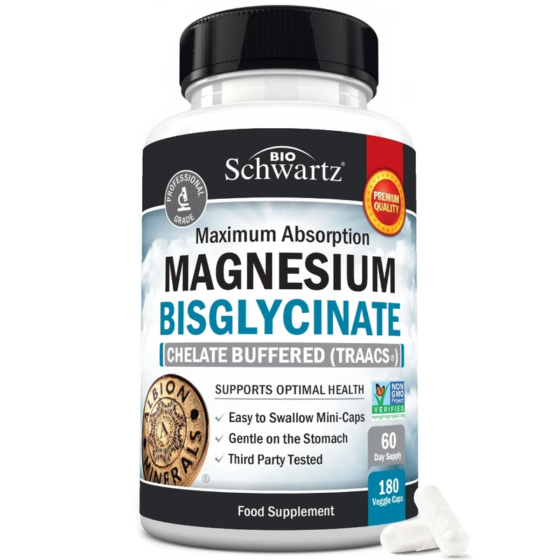 BioSchwartz Magnesium Glycinate 400mg - Absorption Muscle Support 180ct