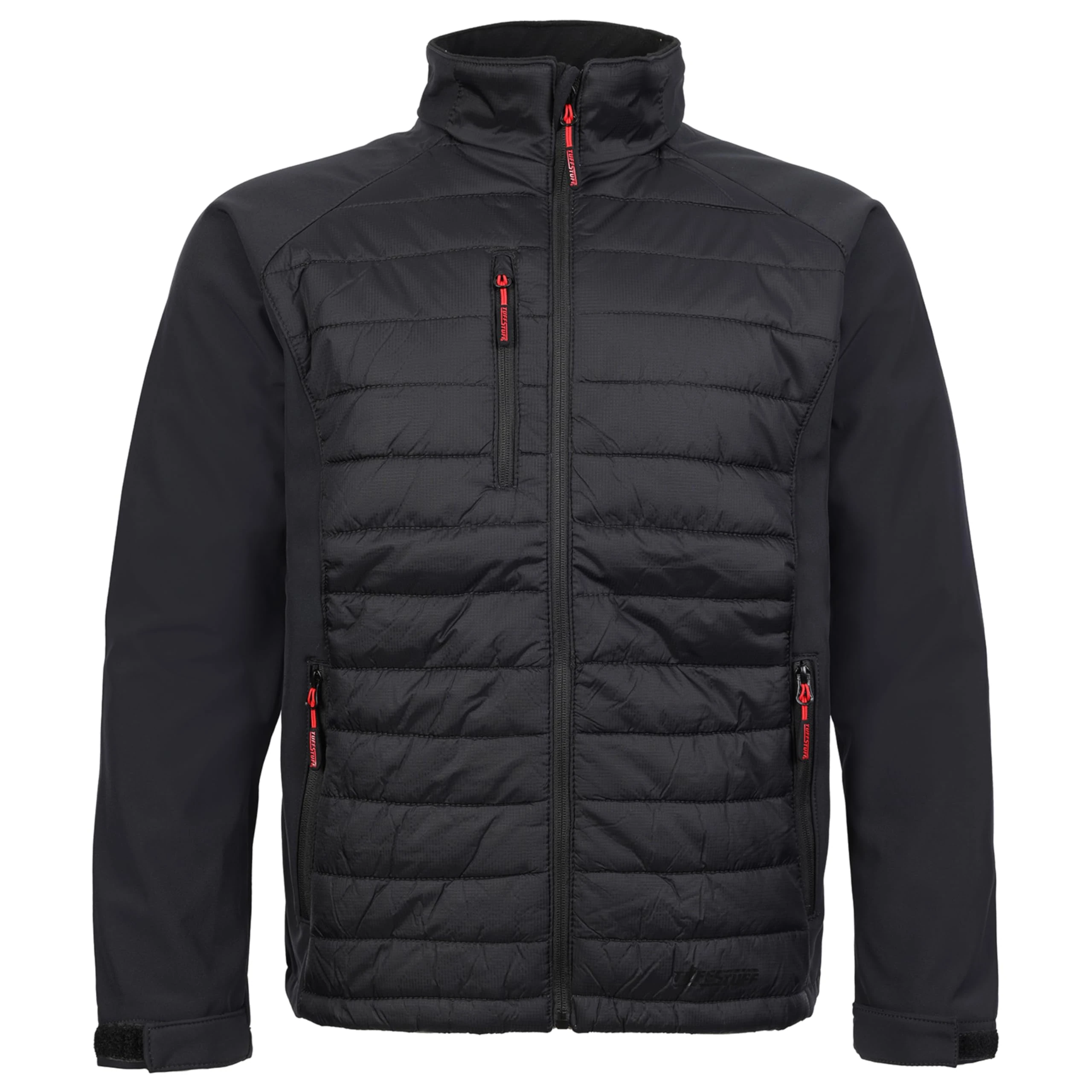 TuffStuff - Snape Softshell Jacket - Size Large, Black - 220gsm ThermoFort Insulation, Adjustable Cuffs, Zipped Handwarmer & Chest Pockets - Mens Lightweight Jacket - Ideal for Work & Outdoors