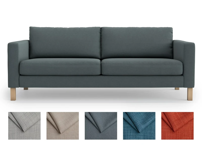MASTERS OF COVERS Thick Polyester Material Snug Fit Karlstad 3 Seat Sofa Cover Slipcover for The IKEA Karlstad Three Seat Slipcover Replacement-Dark Grey
