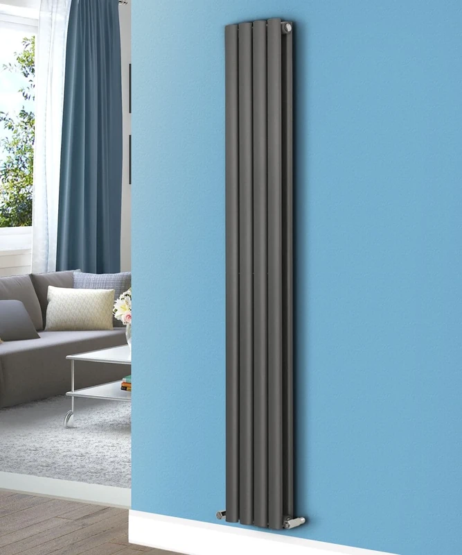 NRG Premium Anthracite Oval Column Double Panel Designer Radiator | 1600mm x 236mm Central Heating Radiators UK