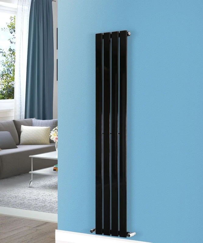 NRG Modern Black Flat Single Panel Designer Radiator for Bathroom 1600mm x 272mm