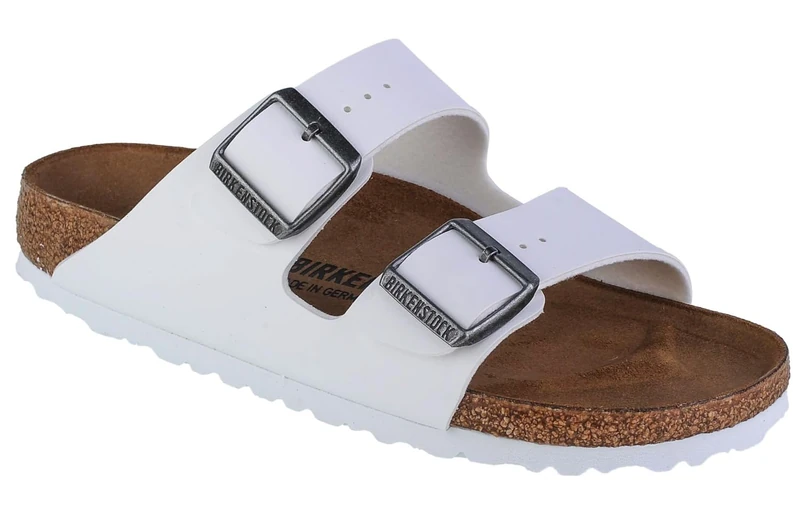 Birkenstock Womens Arizona BS Leather Open Toe Casual Slide, White, Size 8 UK