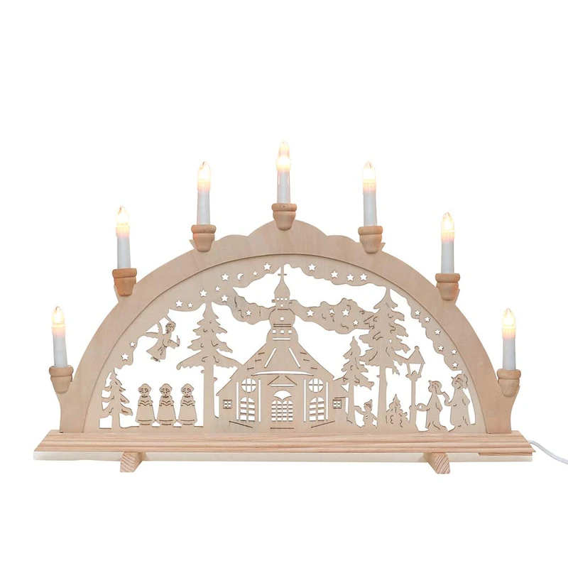 Dekohelden24 7-Bulb Candle Arch with Seiffen Motif (L x W x H) Approx. 58 x 4 x 38 cm - Image 1