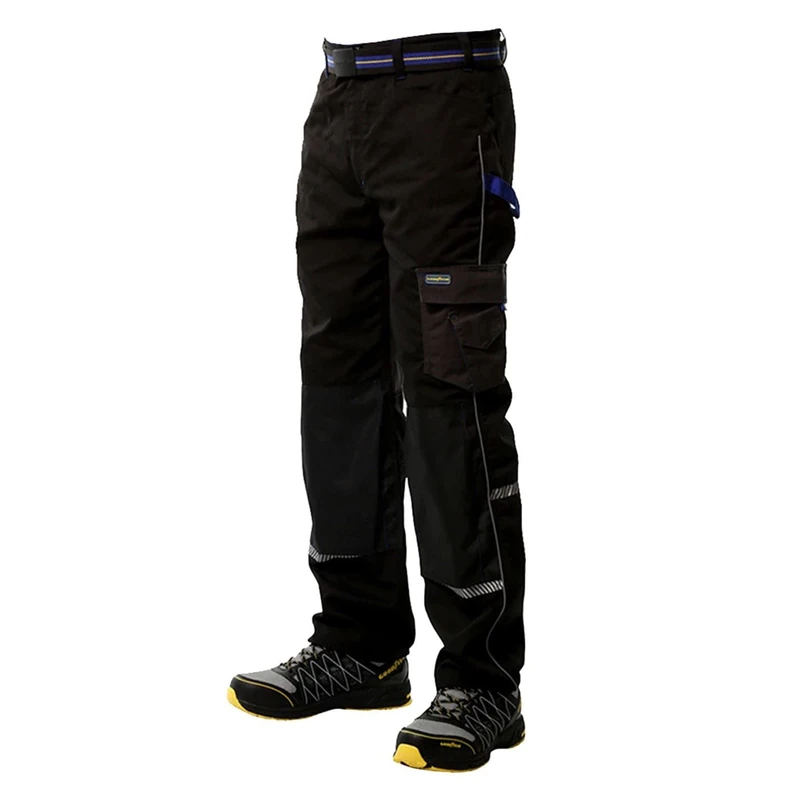 Goodyear Workwear GYPNT011 Reflective Detail Knee Pad Protection Multi Tool Pocket Work Pants Cargo Trouser, Black, W36/REG