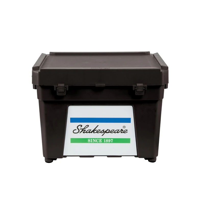 Shakespeare Seat Box One Size, Storage Box, Tackle Management, Strong Water Resistant Large Fishing Tackle Storage - Twin Locking Latch, Extra Deep Lid - For Saltwater and Freshwater Unisex, Black
