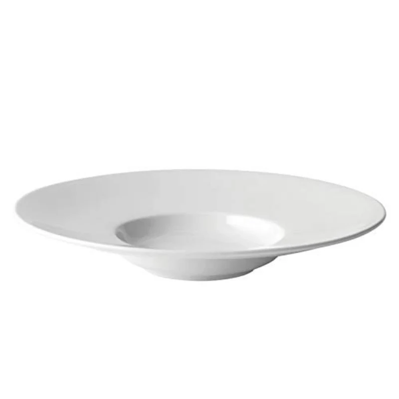 Utopia Z06003-000000-B01006 Anton Black Mira Wide Rim Pasta Plate 11inch / 28cm - Case of 6 - White Fine China Pasta Plate