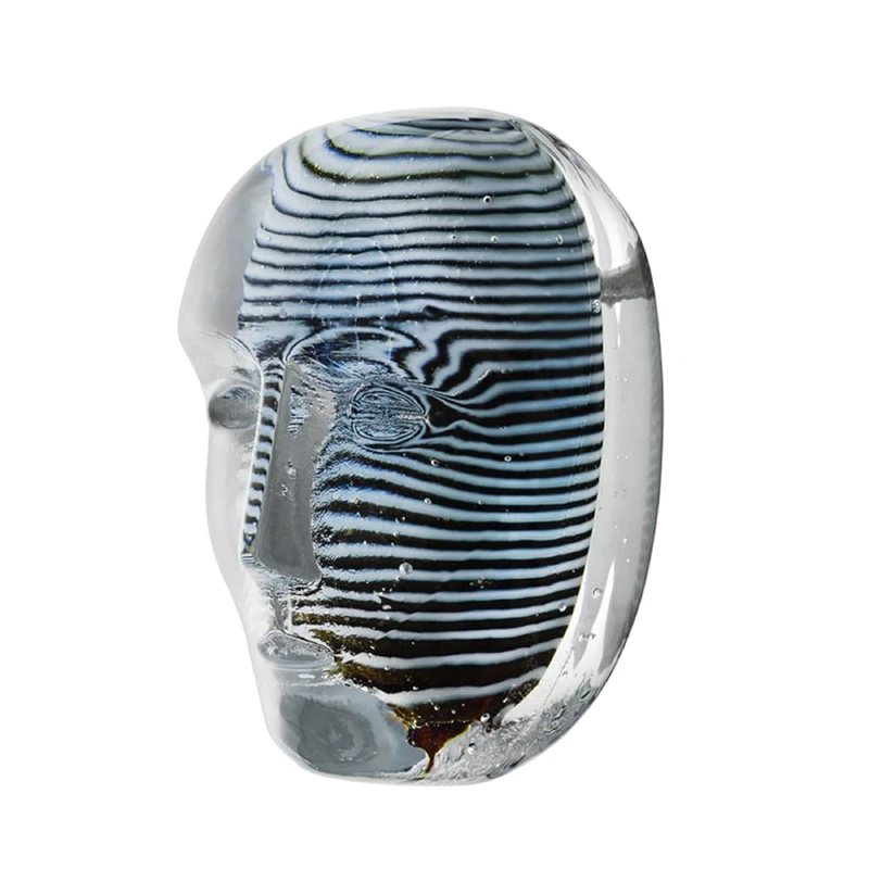 Kosta Boda Look Big Brain Sculpture, Crystal Stainless Steel Glass, White,Silver