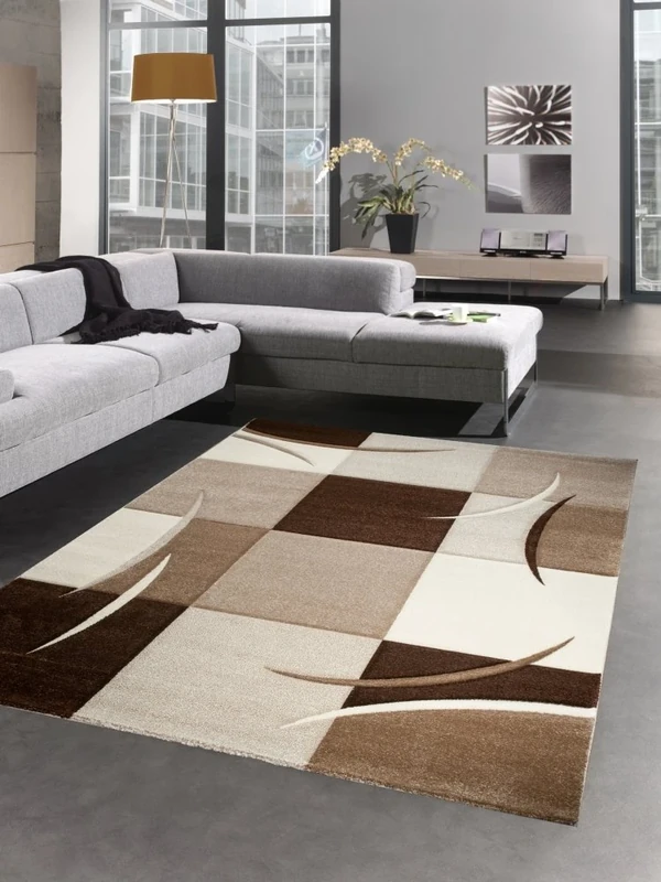 CARPETIA Designer Living Room Rug Brown Beige Cream Mocha Size 80 x 300 cm