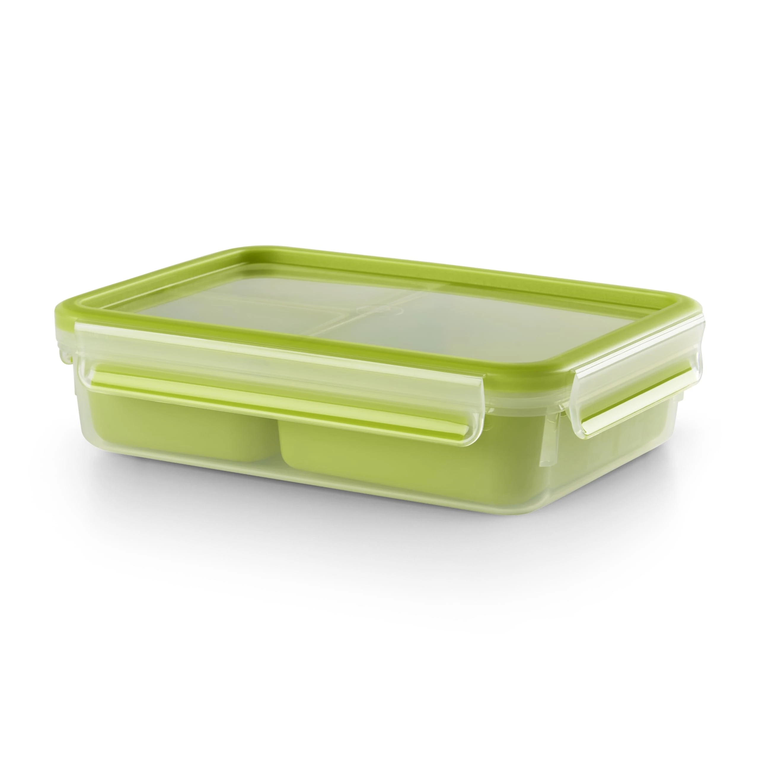 Tefal Master Seal To Go Snack Box With Inserts Food Storage, Clear/Green, 22.5 x 16.3 x 5.8 cm