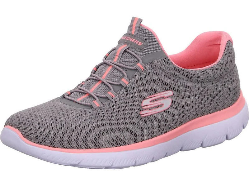 Skechers Womens Summits Top Player Sneaker, Grey Mesh Pink Trim, 8 UK