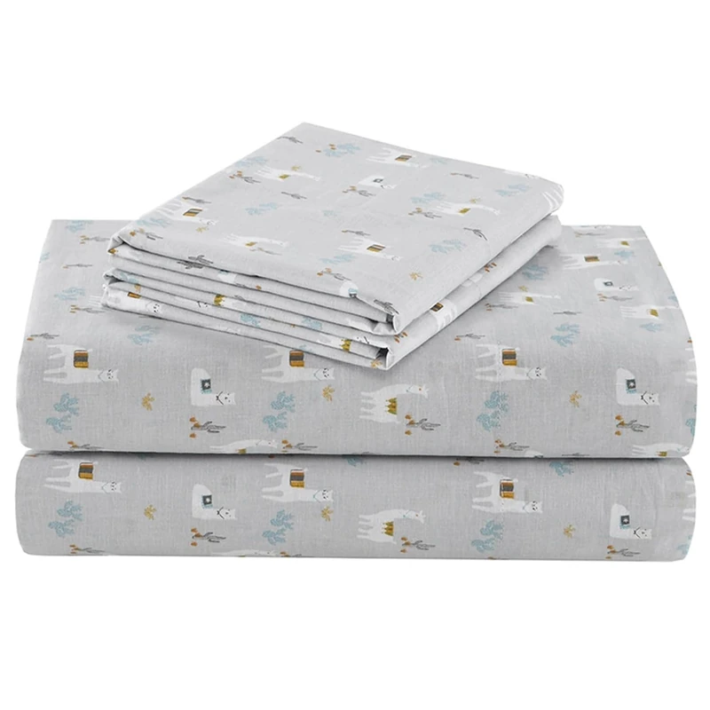Comfort Spaces 100% Cotton Sheet Set Breathable, Lightweight, Soft with 14" Elastic Pocket Fits up to 16" Mattress, All Season Cozy Bedding, Matching Pillow Case, King Lama Multi 4 Piece