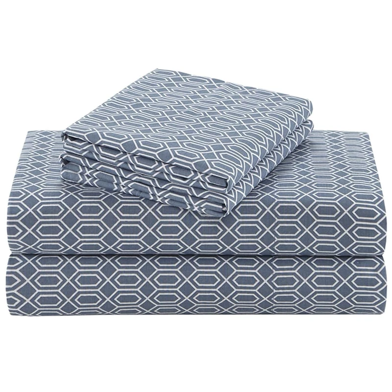 Comfort Spaces 100% Cotton Sheet Set Breathable, Lightweight, Soft with 14" Elastic Pocket Fits up to 16" Mattress, All Season Cozy Bedding, Matching Pillow Case, King Diamond Blue 4 Piece