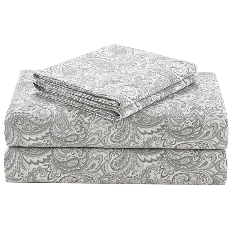 Comfort Spaces 144TC Cotton Sheet Set Breathable, Lightweight, Soft with Elastic Deep Pocket, Modern All Season Cozy Bedding, Matching Pillow Case, Full, Paisley Multi 4 Piece