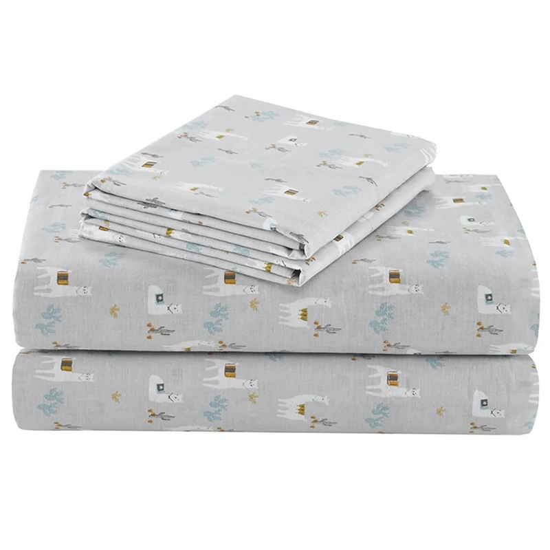 Comfort Spaces 144TC Cotton Sheet Set Breathable, Lightweight, Soft with Elastic Deep Pocket, Modern All Season Cozy Bedding, Matching Pillow Case, Cal King, Lama Multi 4 Piece