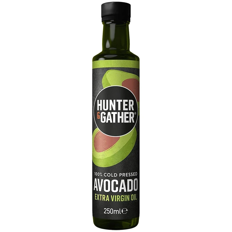 Hunter & Gather Extra Virgin Avocado Oil 250ml | 100% Natural Cold Pressed, Unrefined and Bottled in UK | Versatile for Cooking, Drizzling & Dipping I Seed-Oil Free