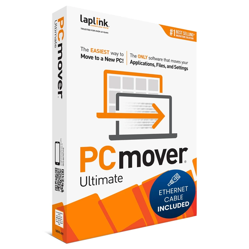 Laplink PCmover Ultimate 11 - Moves your Applications, Files and Settings from an Old PC to a New PC - Includes Optional Ethernet Cable - 1 Use