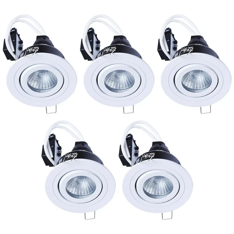 LITECRAFT Recessed Downlight IP65 Rated Tiltable Spotlight - (Matte White, Pack of 5)
