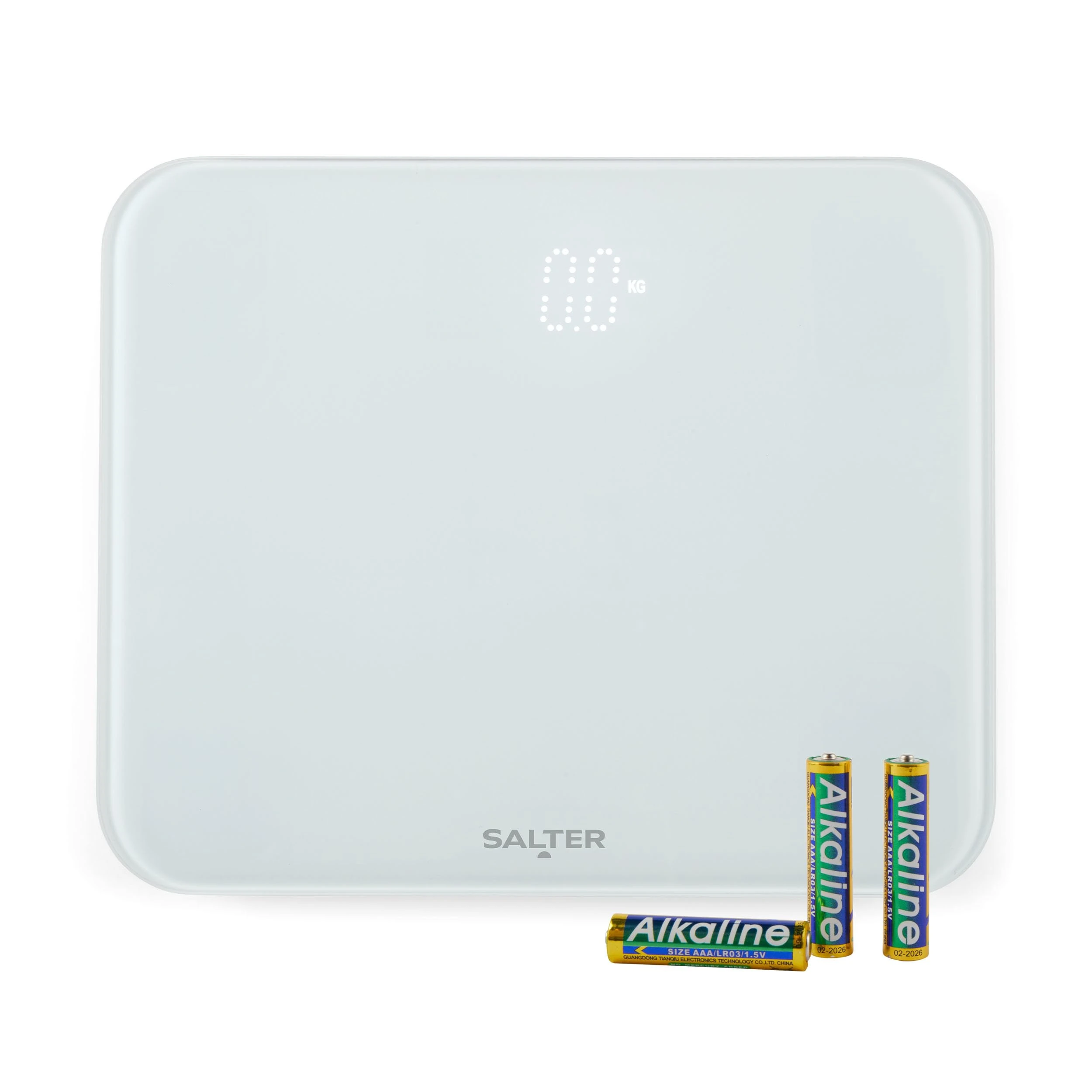 Salter 9204 WH3R Ghost Electronic Bathroom Scale – Compact Body Weight Scales, 180 KG Max Capacity, Hidden Until Lit Display, Step on for Instant Readings, Toughened Safety Glass, Carpet Feet, White