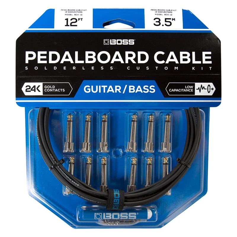 BOSS BCK-12 Solderless Pedalboard Cable Kit, Simple and quick assembly, 12ft/3.5m length