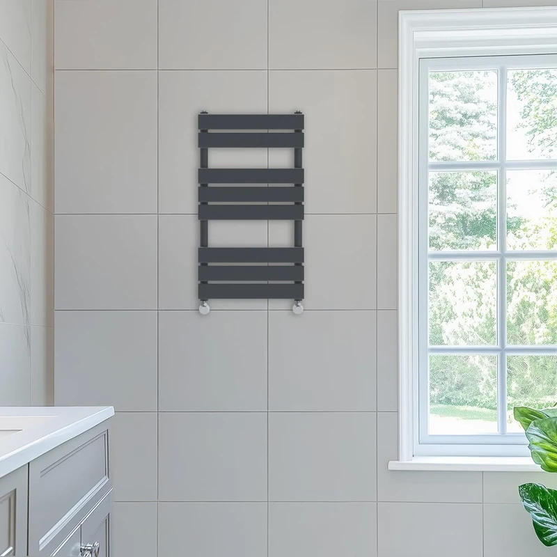 NRG 800 x 450 mm Designer Flat Panel Heated Towel Rail Radiator Anthracite Bathroom Radiator