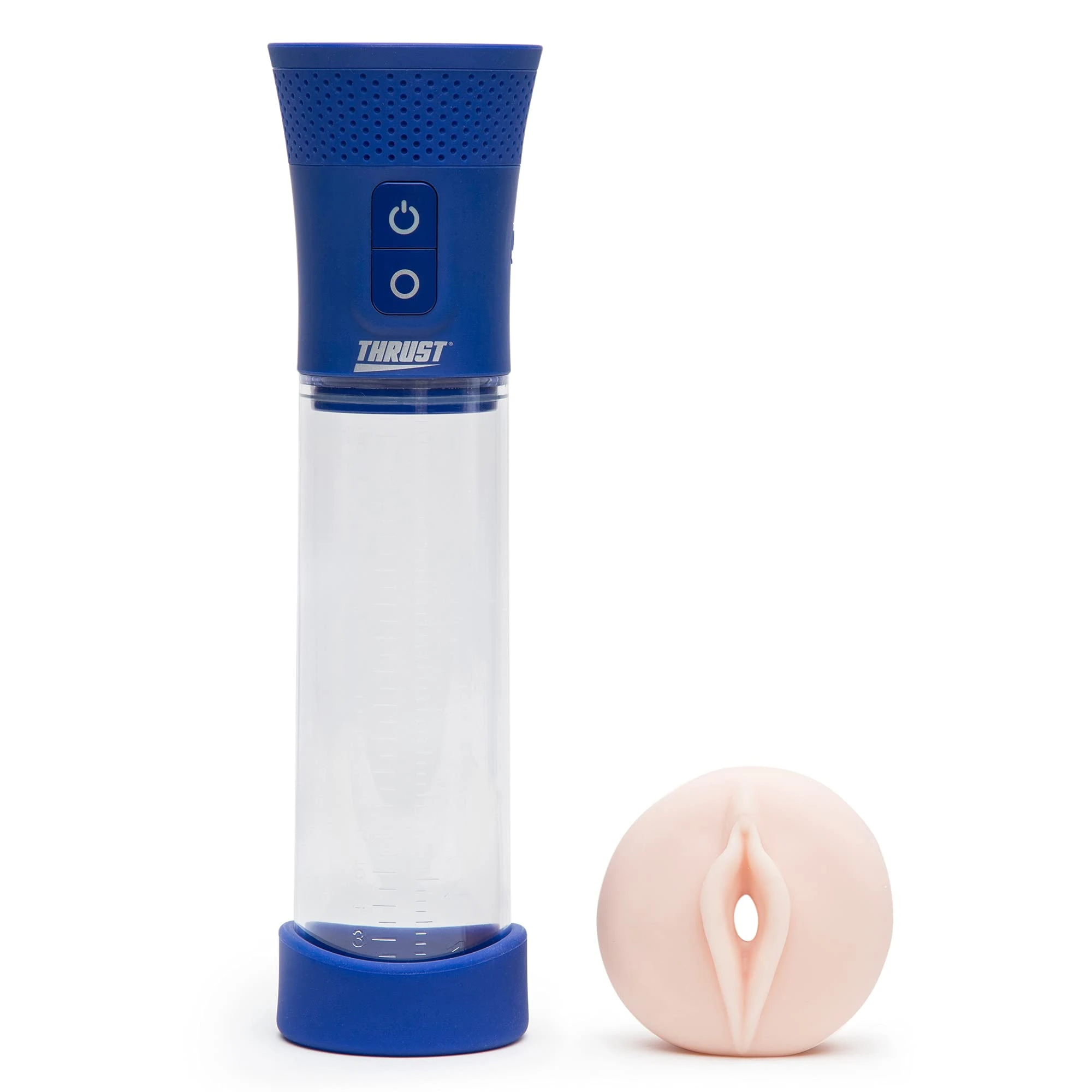 Lovehoney Thrust Pro Tech Realistic Pump Male Masturbator - Automatic - USB Rechargeable - Blue