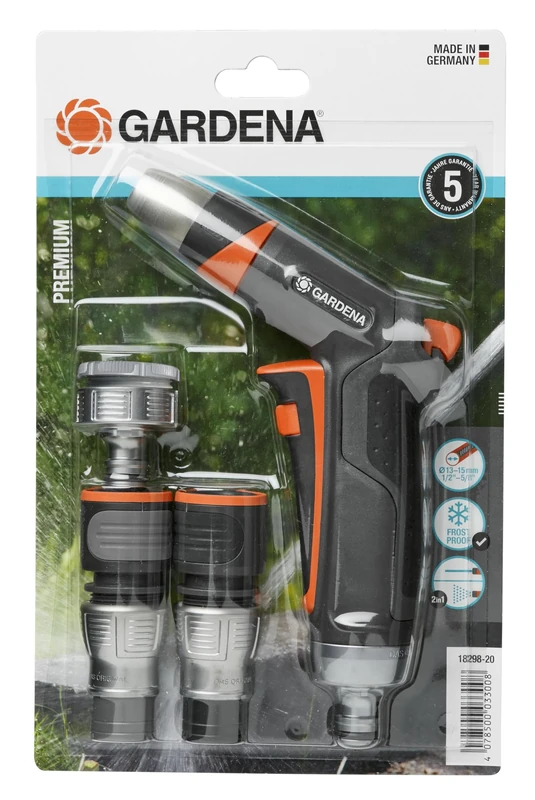 Gardena Premium Basic Equipment: Connection set with cleaning syringe, with connecting parts for 13 mm (1/2 inch) - and 15 mm (5/8 inch) - hoses (18298-20)