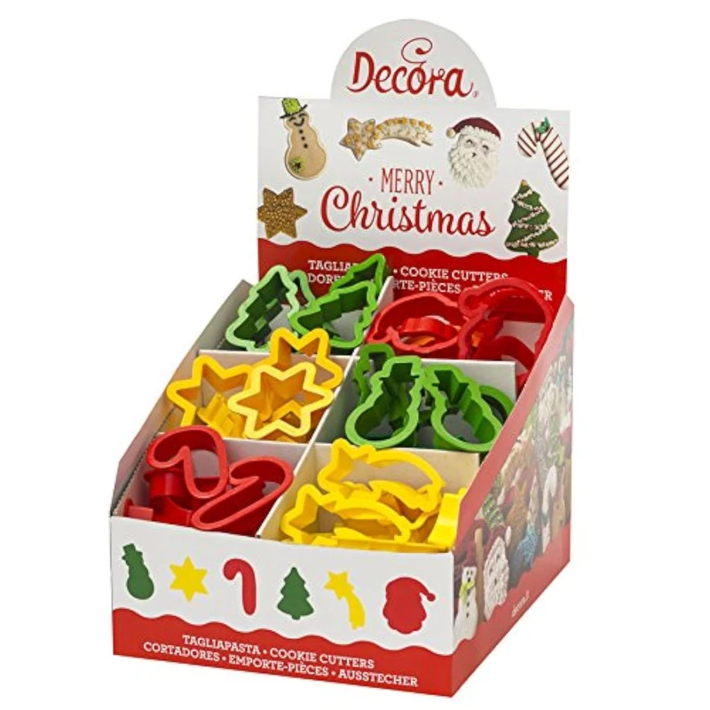 DECORA Christmas 60 Cookie Cutters Display, Plastica, Arancio