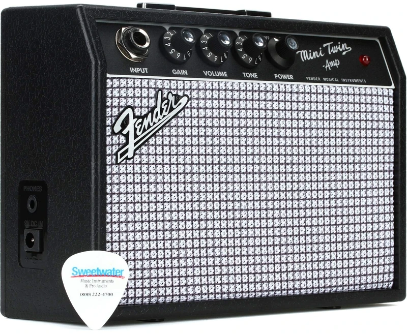 Fender Mini '65, Twin Guitar Amp, 1W Mini Amplifier Suitable For Electric Guitars, 9V