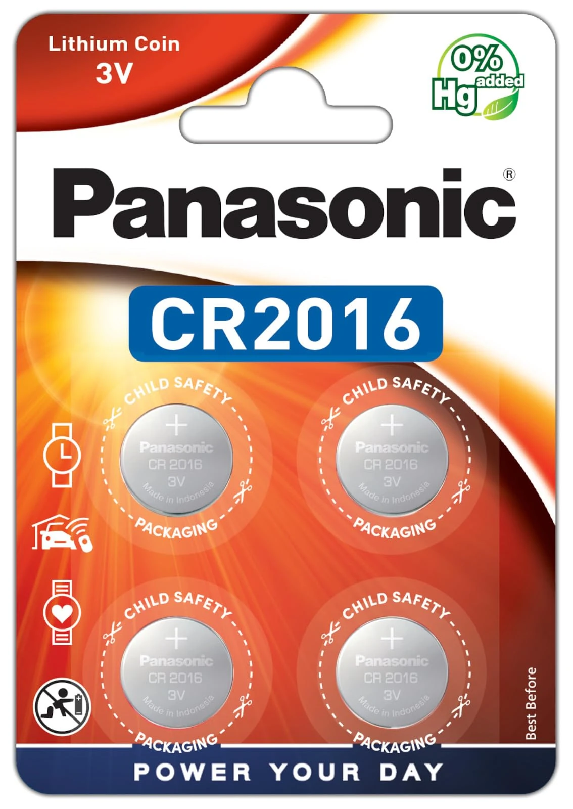 Panasonic CR2016 Lithium Button Cell 3V Pack of 4