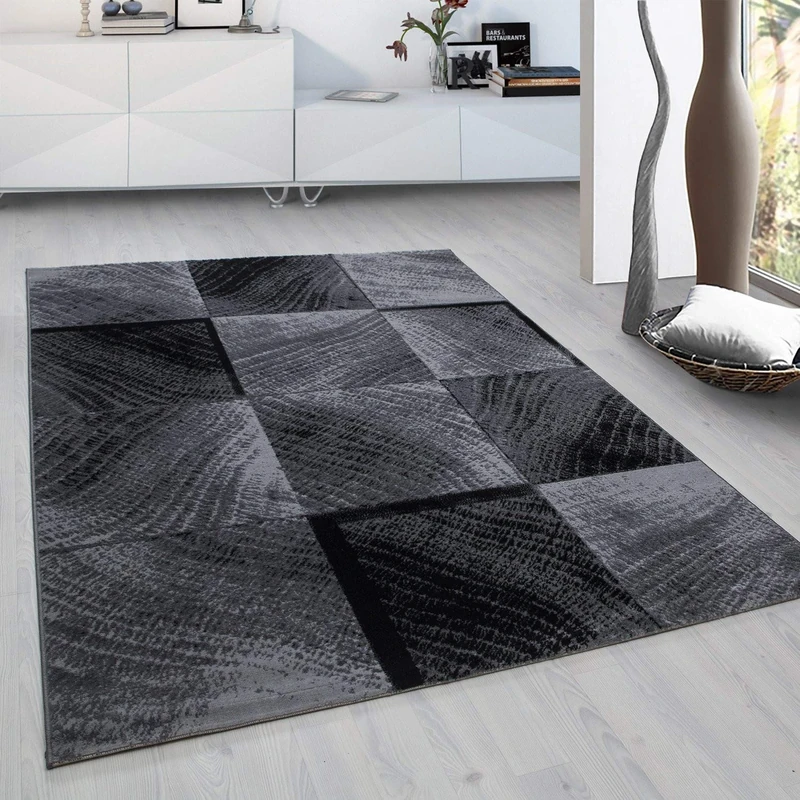 Nazar Synthetic Fibre Rug, Grey, 170 x 120 cm