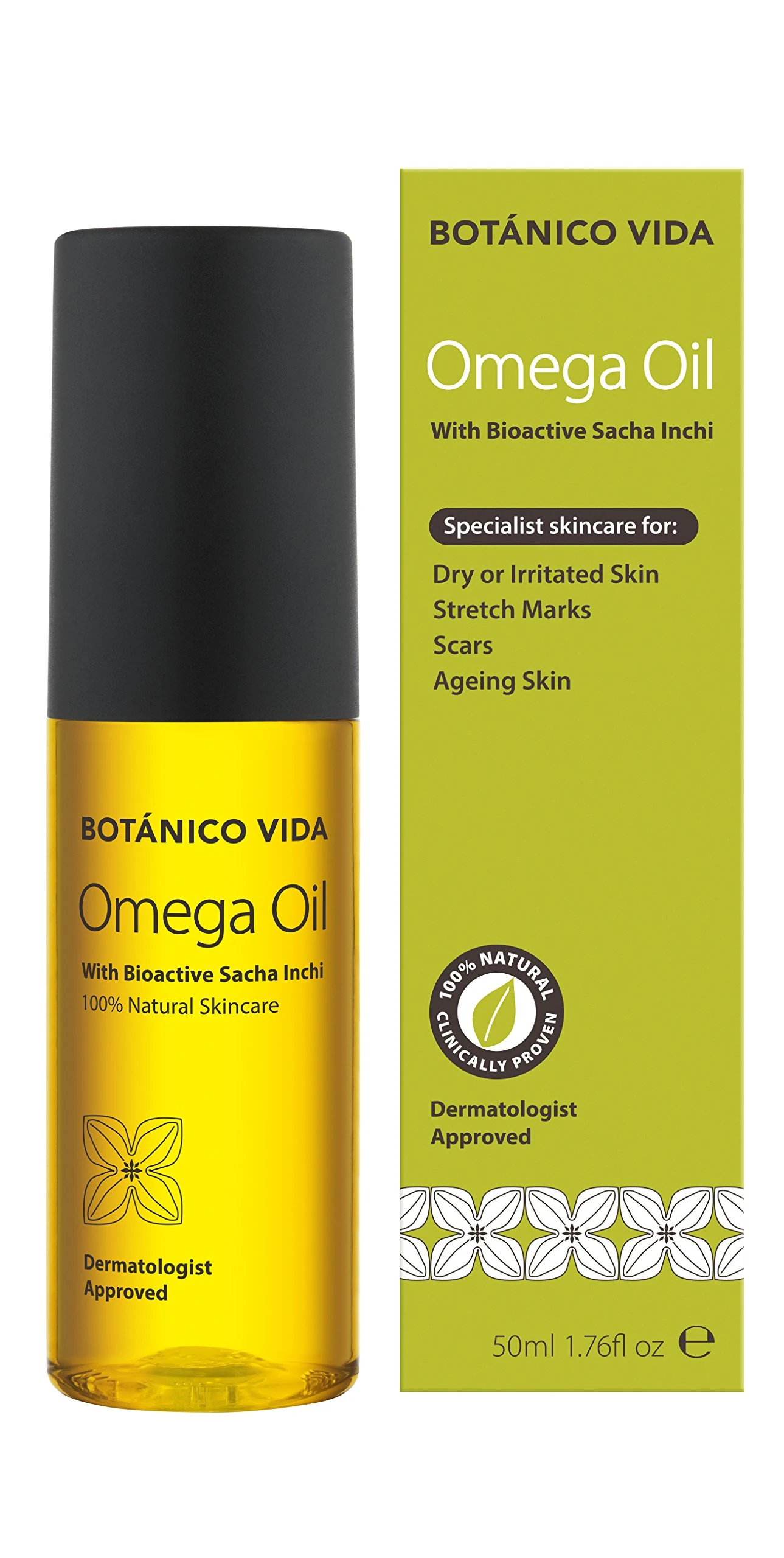 Botanico Vida Omega Oil. The 100% Natural Body Oil for Stretch Marks, Scars, Dry Skin. Clinically Proven Skincare, 50ml
