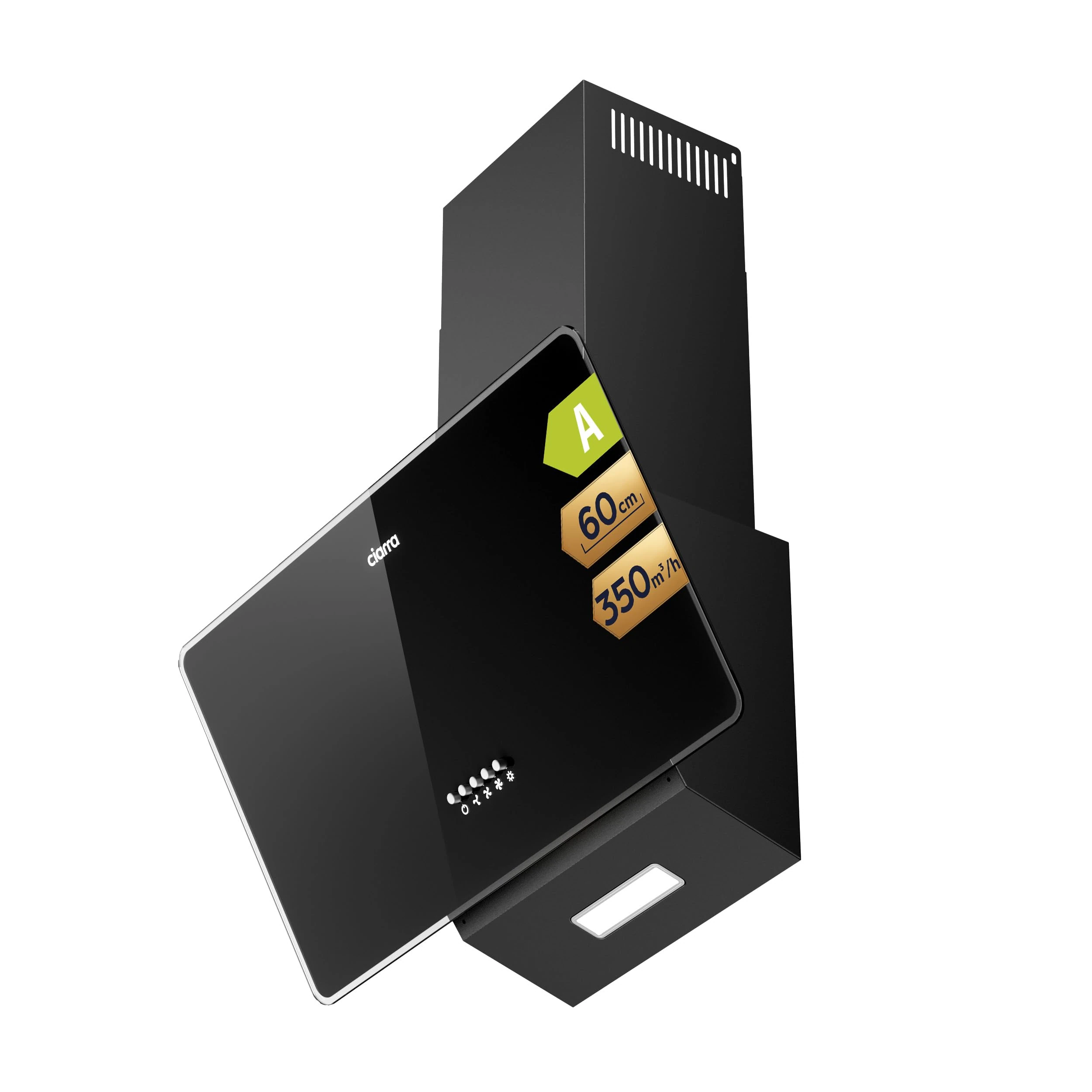 CIARRA CAB6750 Angled Cooker Hood 60cm Chimney Vent Hood with LED Lights Ducted&Ductless Wall Mounted Kitchen Extractor Fan