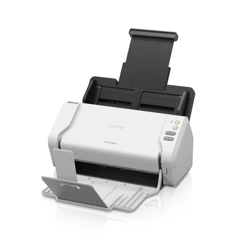 Brother ADS-2200 Document Scanner, USB 2.0, Desktop, 2 Sided Scanning, 35PPM, A4 Scanner, Includes AC Adapter, USB Cable and Document Management and Business Card Software, UK Plug